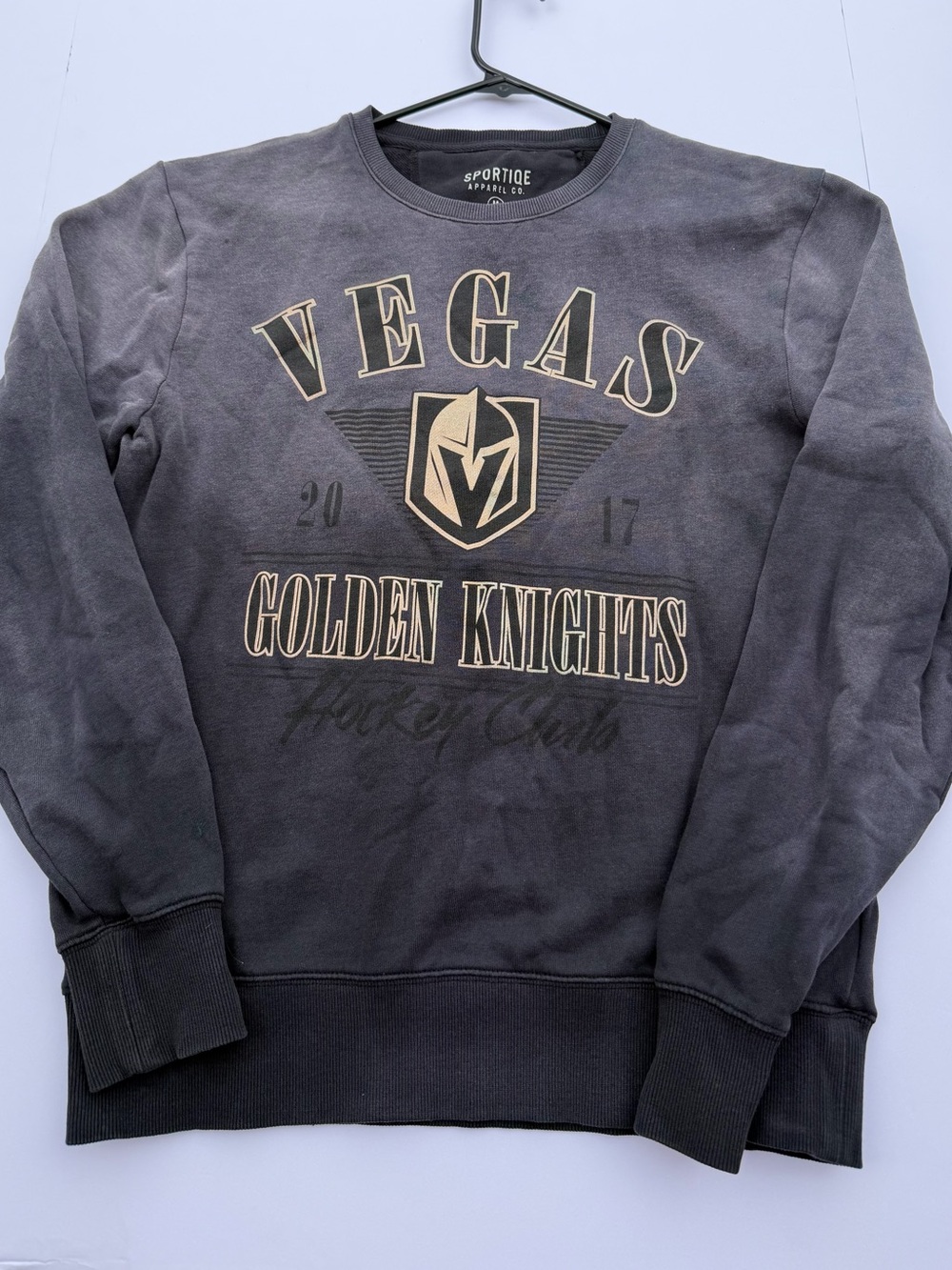 Sportiqe Vegas Golden Knights Gray Crewneck Pullover